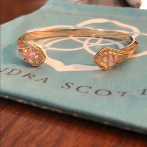 Rose gold cuff bracelet in peach iridescent